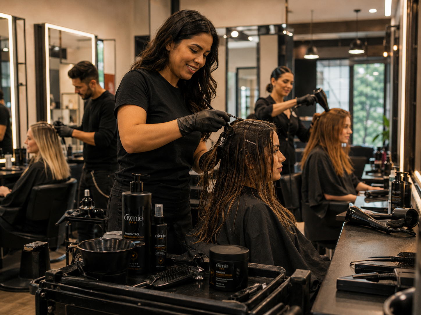 Profissional aplicando a máscara na cliente